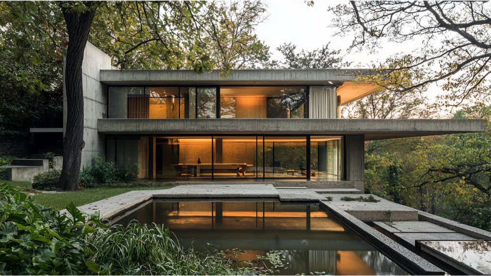 a house with a brutalist design