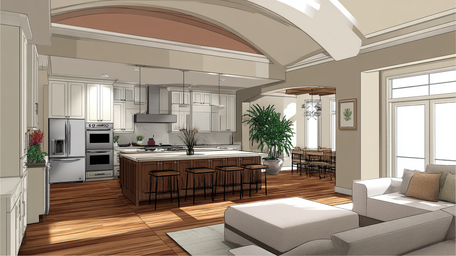Kova Team open concept kitchen and living area with simple mode b4f1e170 34ce 4ad6 bdfe 978803600fe6